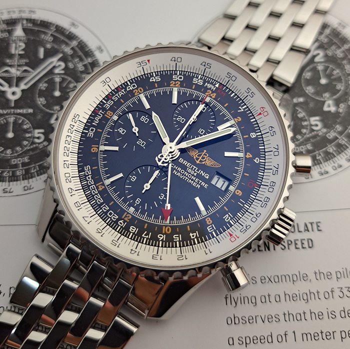 XL Breitling 1884 Chronometre Navitimer World Wristwatch Ref. A24322